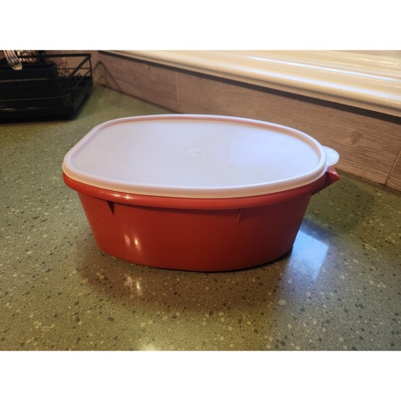 Tupperware Other - VTG 70s Tupperware Flavor Saver Roast Keeper Orange w/ Lid & Lift Tray
